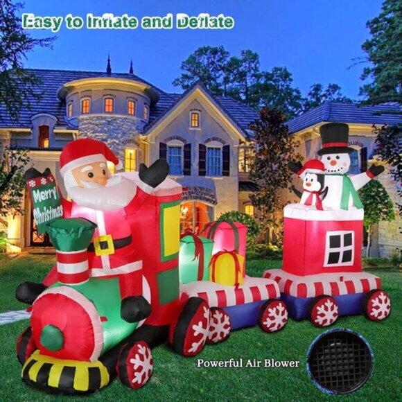 ⚡8 FT Christmas Inflatables Train with Santa Claus Gift Boxes Outdoor Decoration - Picture 5 of 6